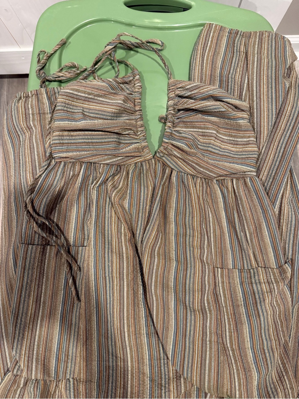 Cupshe Olive Striped Tie-Back Harem Jumpsuit - Picture 6 of 8